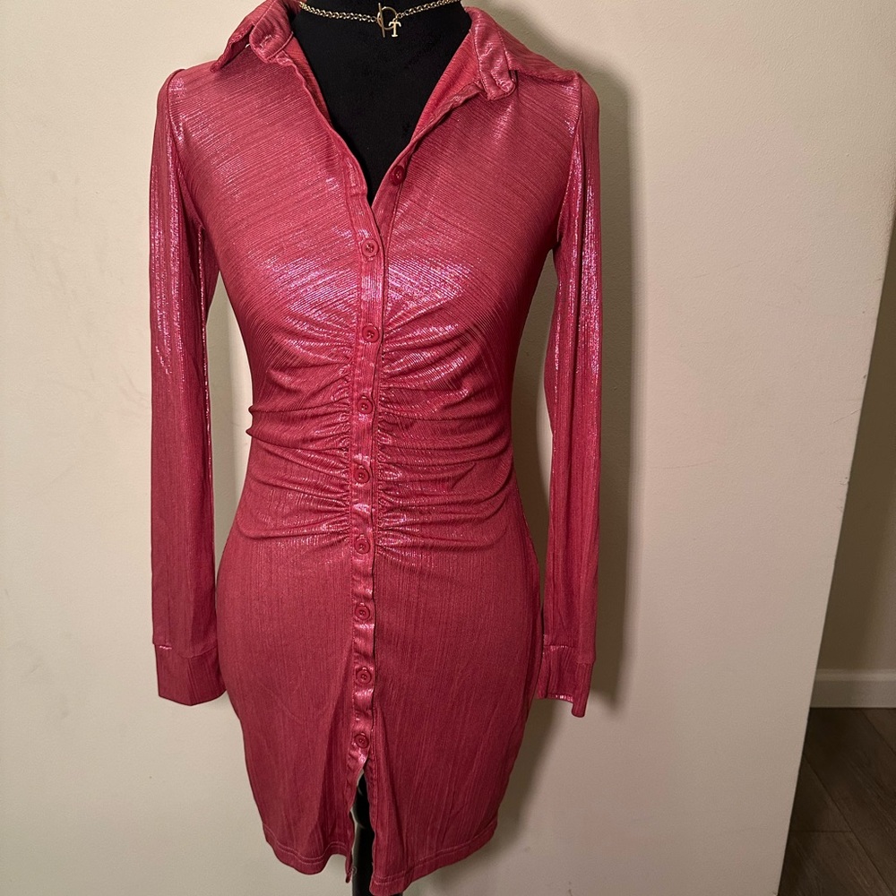 Pink metallic dress